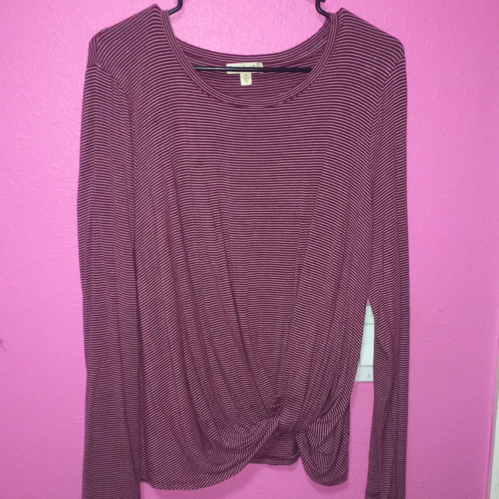 A really cute long sleeve thats tied at the bottom